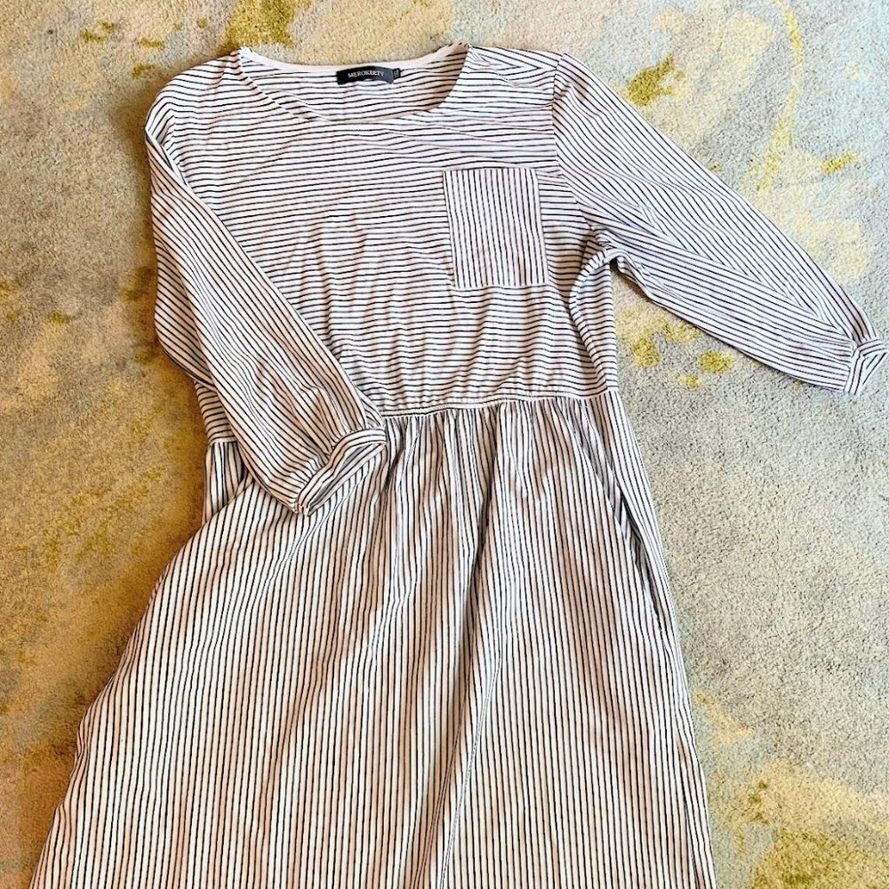Cute striped midi dress for work or play